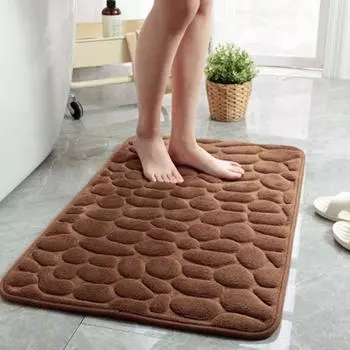 Коралловый бархатный однотонный коврик с принтом камня, водопоглощающий коврик для ванной комнаты, коврик для ног, коврик для входа, балкона 40*60 cm синий