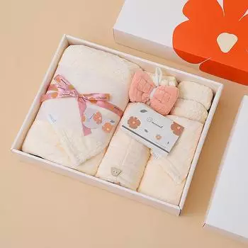 Коралловый флис однотонное банное полотенце в подарочной коробке набор из трех предметов мягкий впитывающий Single bath towel