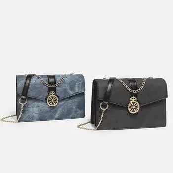 Korean Casual Blue Flap Shoulder Bags Female Chain PU Leather Handbags for Women Fashion Black Crossbody Bags