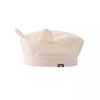 Korean Cat Ear Beret Flat Top Duck Tongue Cap Kawaii Baby Corduroy Beret Toddler