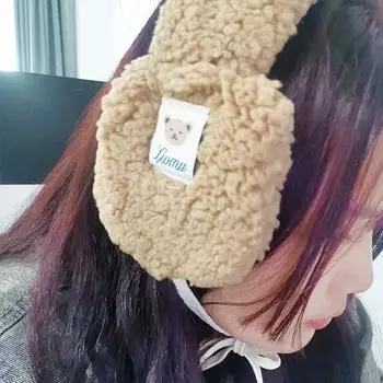 Korean Cute Bear Plush Earmuff Foldable Lace UP Ear Bag Ear Cover Ear Warmer Autumn Winter Women Headphones Keep Warm
