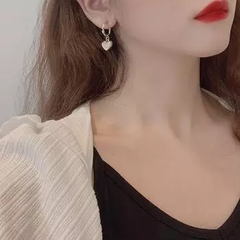 Korean Dreamy Pink Peach Heart Earrings - 2025 New Soft and Sweet Style for Women null