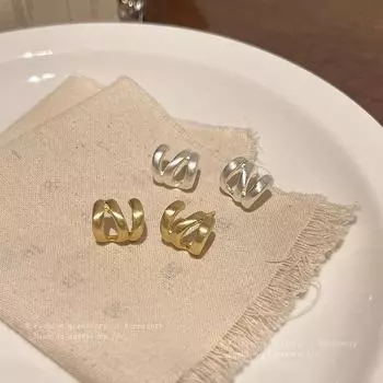 Korean Geometric Metal Earrings: Unique, Multi-layered Design for Women A1784 золотой