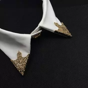 Korean Retro Brooch Hollow Triangle Shield Collar Buckle Collar Pin Ladies Shirt Collar Collar Corner Clothing Accessories золотой