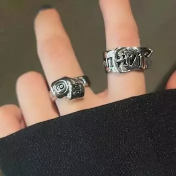 Korean Retro Metal Letter Ring - Irregular Design, Open, Fashionable, Unique Personality