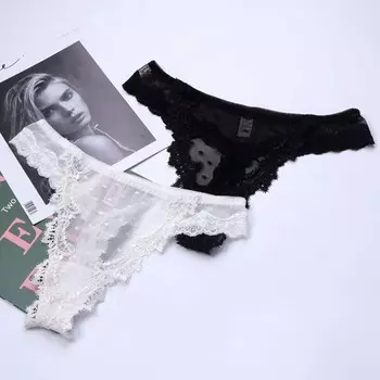 Korean Soft G-String Transparent Female Sexy Floral Underpants Low Waist Intimates Thong for Women M