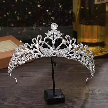 Свадебная корона в корейском стиле, высококачественный свадебный головной убор, студийная съемка, металлическая корона со стразами