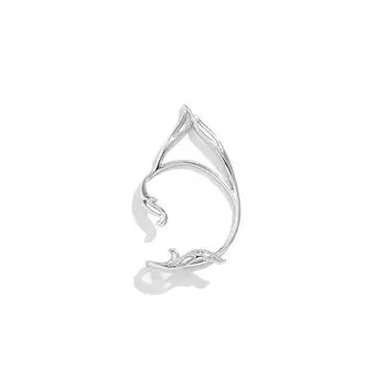 Korean Style Cat Ear Hollow Ear Clips Zinc Zinc Alloy Elf Ear Clip Retro Women Silver-Left Ear