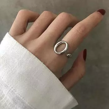 Korean Style Chic 925 Silver Adjustable Ring For Women Unique Fashionable Accessory J574