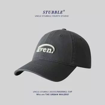 Korean Style Four Seasons Baseball Cap Wide Brim Big Face Show Face Small Couple Student Three-Dimensional Embroidery Cricket-cap Hat Ins Baseball Cap-Grey
