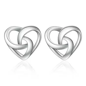 Korean Style Heart-Shaped Interwoven Stud Earrings Hollow Ear Stud Simple Women s Small Frosty Style Earrings