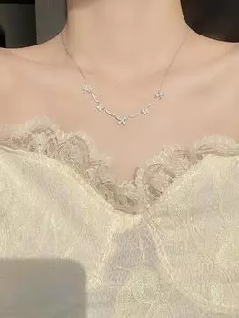Korean Style Micro-Diamond Zircon Butterfly Clavicle Necklace N0090