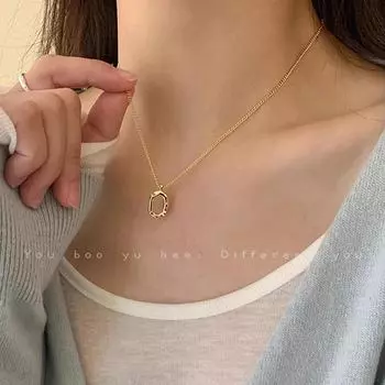 Korean-Style Oval Donut Necklace – Elegant, Versatile, Lightweight Clavicle Chain for Women X1593 золотой