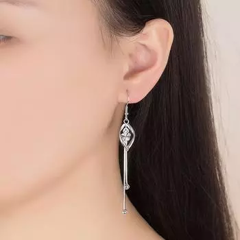 Корейский стиль витой сливы серьги крючки изящные украшения для ушей кисточка преувеличенные посеребренные серьги средней длины женские серьги