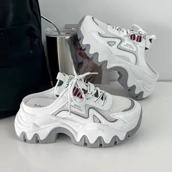 Korean Version Breathable Woman Shoes Elevated Increase 2024 New Fashion Casual Simple All-match Comfortable Sneakers Autumntime 35 серый