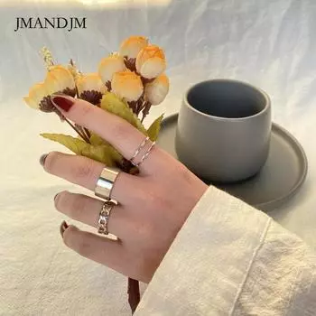 Korean version ins of the same ring set in the Korean jewelry industry, cold style and simple three-piece set, open ring for women Opening adjustable