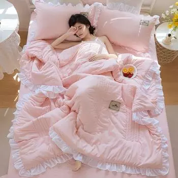 Korean Version Lace Summer Cool Quilt, Washable Cotton, Machine Washable Summer Quilt Sheets, Two Person Air-conditioned Quilt 150x200cm Only Quilt