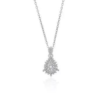 Korean Version of Exquisite Water Drop Necklace Pendant, Women s Light Luxury Temperament Niche Ins Zircon Stainless Steel Collarbone Chain Tide