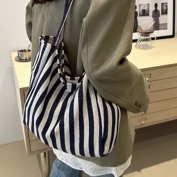 Korean Version of Retro Literary Handbag Simple Small Fresh Personalized Shoulder Bag Casual Fashion Large Capacity Tote Bag