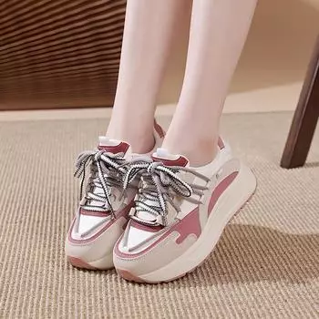 Korean version of the new dad shoes for women s autumn students running sports platform casual street shooting 35 розовый