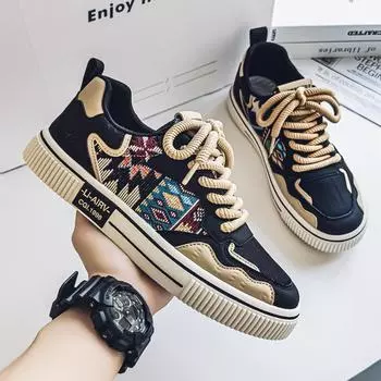 Korean version of trend low-top contrasting casual shoes outdoor men s retro style lace-up board shoes student fashion niche shoes 39