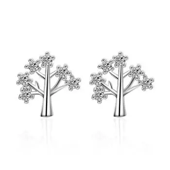 Korean Version of Versatile Fashion Temperament Wishing Tree with Diamond Ear Jewelry