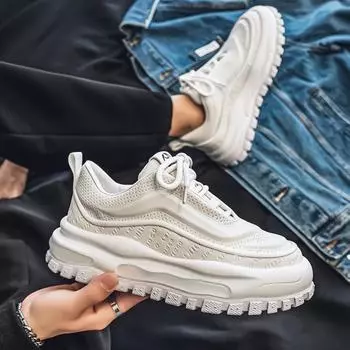 Korean version of youth trend thick-soled heightening shoes, student niche casual sports shoes, low-top wear-resistant little white shoes 39