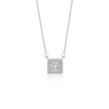 Korean Version Quadrilateral Full Diamond Autumn and Winter Necklace Fashion Light Luxury Temperament Geometric Stainless Steel Zircon Clavicle Chain