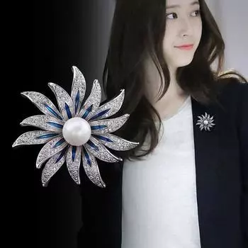 Корейская брошь в виде цветка солнца для женщин Ins Tide Temperament Pearl Corsage Female Atmosphere Pin Creative Accessories