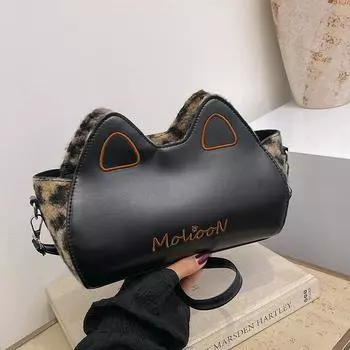 Корейская милая сумка для девочек-котят, модная мультяшная сумка с анимацией на плече, повседневная женская сумка