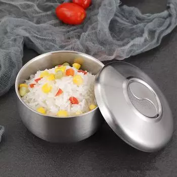 Корейская миска из нержавеющей стали 304 с крышкой, двухслойные миски для супа, лапши, салата, риса, контейнеры для еды, домашняя посуда серебряный