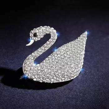 Корейская мода, атмосфера, полная бриллиантов, брошь «Черный лебедь», женская брошь высокого класса для свитера, простая шаль, шелковый шарф, пряжка с аксессуарами
