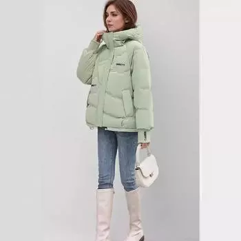 Корейская осенняя и зимняя одежда для женщин, куртка, студенческая свободная одежда, утолщенная одежда из хлеба M жёлтый