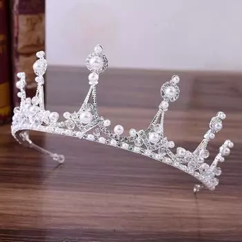 Корейская принцесса, милая свадебная повязка на голову со стразами ручной работы, инкрустированная жемчугом и короной, свадебные аксессуары