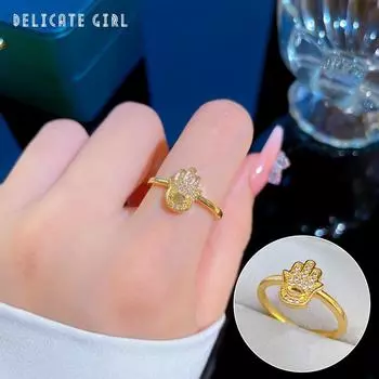 Корейская версия циркониевого пальмового кольца, открытый регулируемый простой браслет, кольцо для пары