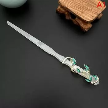 Корейские китайские бамбуковые заколки Hanfu для волос с листьями, палочка для волос, головной убор для девочек зелёный