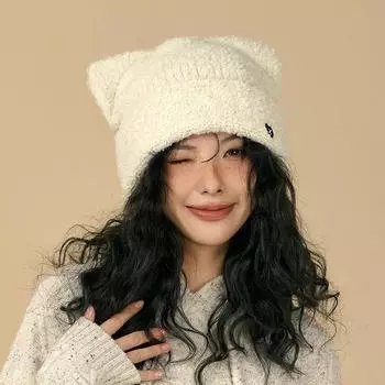 Корейские милые шапки с кошачьими ушками, мужские шапки осенне-зимние утолщенные теплые шапки с защитой ушей