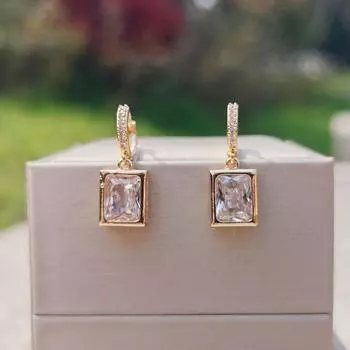 Корейские модные квадратные висячие серьги для женщин, модные серьги с кубическим цирконием, ювелирные аксессуары для вечеринок белый
