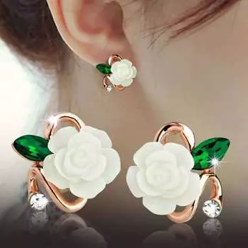 Корейские модные серьги с жемчугом, женские серьги с розами, стразами, ракушками, милые и изысканные серьги, женские украшения розовый