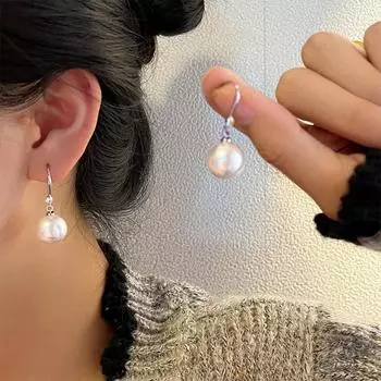 Корейские серьги с жемчугом, темперамент, высокая атмосфера, посеребренные 925 пробы, изысканные серьги с цирконием
