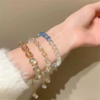 Корейский браслет из бисера из натурального камня для женщин, модные милые красочные хрустальные бусины, регулируемые браслеты, ювелирные изделия для вечеринки, дня рождения 1