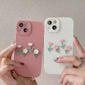 Корейский чехол для телефона с 3d цветами и листьями для Iphone 14 13 12 11 Pro Max Xs Max Xr X 7 Plus 13 14 Pro, простой мягкий защитный чехол для камеры For iPhone 14 Pro