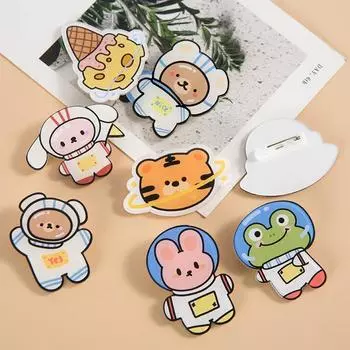 Корейский милый мультяшный акриловый значок-пин с космонавтом