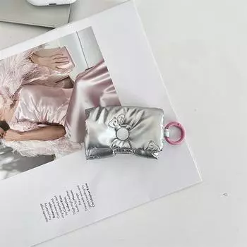 Корейский стиль бант сумка для хранения наушников Balletcore Bluetooth гарнитура наушники чехол подарки Bow-Silver