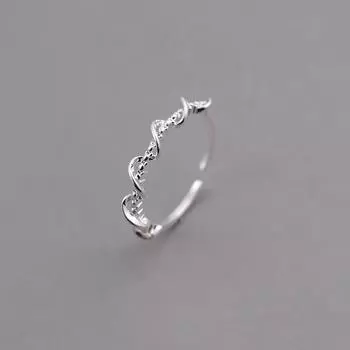 Корейский стиль Sweet S925 Silver Line Winding Simple Fashion All-Match Wave Нерегулярное отверстие Регулируемое женское кольцо opening adjustable