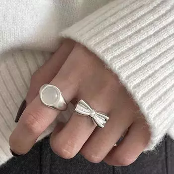 Корейское кольцо Ins Bow Ring женское темпераментное простое нишевое регулируемое кольцо