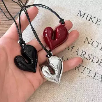 Корейское нестандартное ожерелье-чокер Love, модная веревочная цепочка, кулон, свитер, ожерелье, воротник для женщин и девочек, ювелирные изделия для вечеринок, подарки чёрный