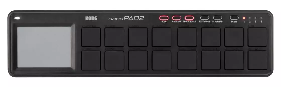 KORG Classic USB MIDI-контроллер nanoPAD2 BK Black Velocity, совместимый с 16 пэдами для создания музыки DTM, компактный дизайн, идеальный для переноски, в комплекте