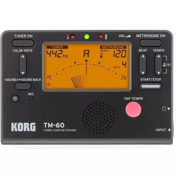 KORG Tuner Metronome Black TM-60 Маленький/Компактный/Начинающий/Духовой оркестр/Духовой оркестр/Оркестр/Персональные занятия/Портативный TM-60-BK чёрный