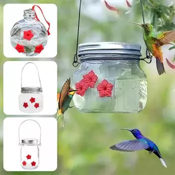Кормушка для колибри Mason-Jar с тремя портами, переносная подвесная кормушка для птиц, аксессуары для домашних животных